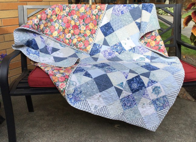 Blue and white tea quilt