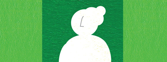 White modern statue on green background